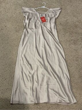 Old Navy Silky Champagne Maxi Dress with Flutter Cap Sleeves
